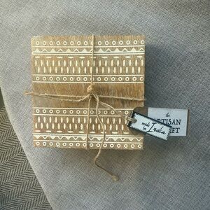 Home Essentials Rustic Coaster Set - Brown and White